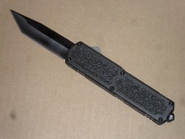 Titan Black D/A OTF Automatic Knife - Black Tanto Plain
