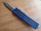 Titan Blue Carbon Grip D/A OTF Automatic Knife Satin Dagger