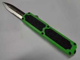 Titan Green D/A OTF Automatic Knife Satin Dagger Serrated