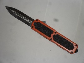 Titan Orange D/A OTF Satin Dagger Serrated Automatic Knife