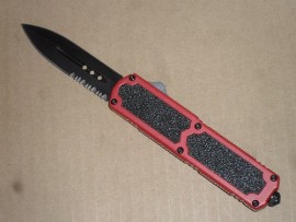 Titan Red D/A OTF Black Serrated Double Edge Automatic Knife