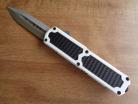 Titan White Carbon Grip D/A OTF Automatic Knife Satin Dagger