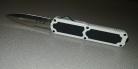 Titan White Grip D/A OTF Automatic Knife Satin Dagger Serrated