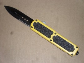 Titan Yellow D/A OTF Automatic Knife Black Serrated Double