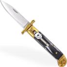 Touch of Destiny Black Marble Swinguard Automatic Lever Lock Stiletto Knife