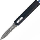 Utter Black D/A OTF Automatic Knife Damascus Dagger Serrated