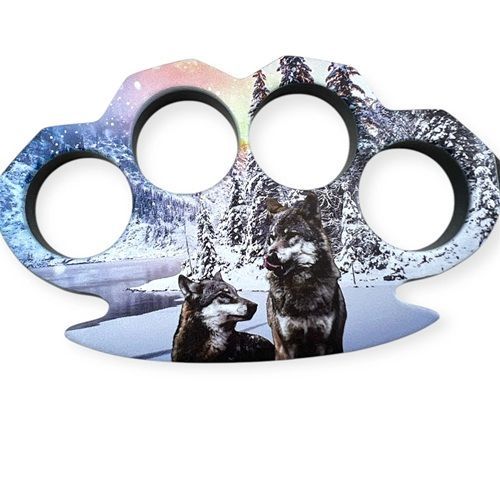 Wolves in the Snow Brass Knuckles Paper Weight