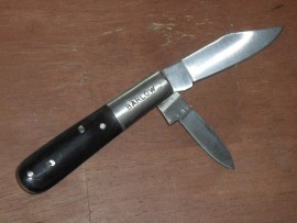 Black Horn 2 Blade Barlow Folding Pocket Knife