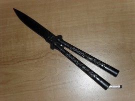 black dragon butterfly knife molded handle p35bk
