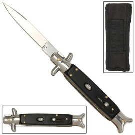 8.5" black flat grind automatic stiletto knife GBS16