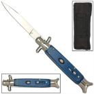 8.5" blue fishtail switchblade stiletto knife GBS24