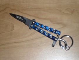 blue keychain butterfly knife 1600bl