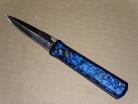 8.5" blue marbled grandfather taiwan switchblade knife