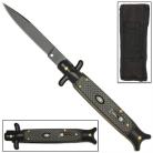8.5" checker black switchblade stiletto knife GBS27