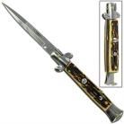 Deluxe Switchblade Stiletto Automatic Knife Stag Bone