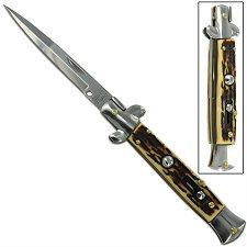 9.5" Great Value Stag Horn Stiletto Automatic Knife