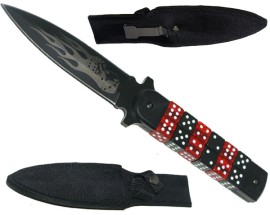 flaming dice dagger boot knife black k16