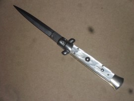 Frank Beltrame 9 Inch Pearl White Stiletto Automatic Knife Dagger