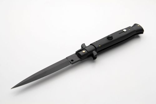 9" Frank Beltrame Black Tactical Italian Stiletto Automatic Knife Black Dagger