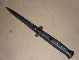 9" Frank Beltrame Black Tactical Italian Stiletto Automatic Knife Black Dagger