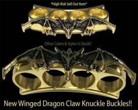 gold winged demon belt buckle paper weight knuckle 14gd