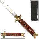 8.5" gold wood handle autoswitch stiletto knife GBS19