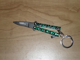 green keychain butterfly knife 1600gn