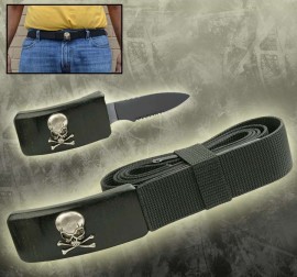 hidden belt buckle knife toxic skull black hg01gt