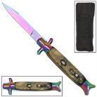 8.5" hunting marbled switchblade stiletto knife GBS20