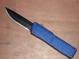 Lightning Blue D/A Otf Automatic Knife Plain Black Blade