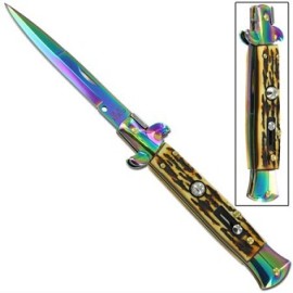 milano switchblade stiletto titanium stag knife a150fr