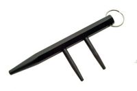 5.5" Kubaton Key Ring Black with Finger Spikes