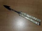 Butterfly Knife 8.75" Pearl Handle Harpoon Tip