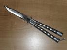 silver circles serrated butterfly knife p34cht