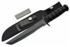 Black Tactical Survival Knife Tanto Serrated 12.5 Inch