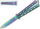 Titanium Racer Balisong Butterfly Knife Rainbow Plain