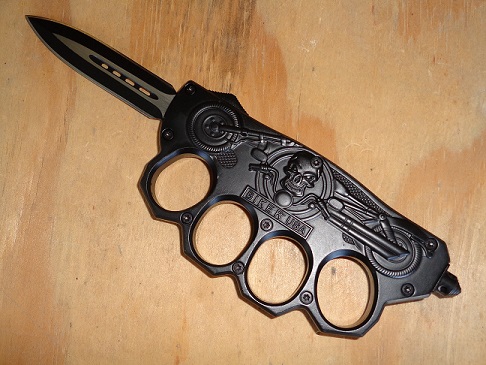 Brass Knuckle Spring Assisted Folding Pocket Knife