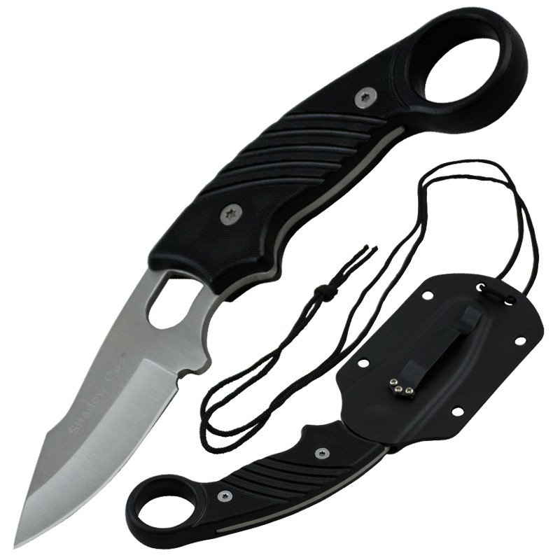 Shadow Ops Black Neck Knife Satin Drop Point